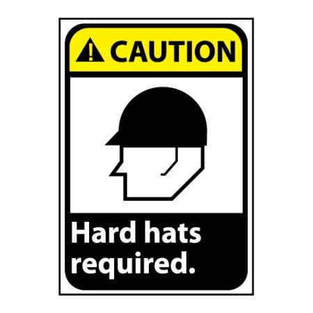 National Marker Co Caution Sign 14x10 Rigid Plastic - Hard Hat Required CGA28RB